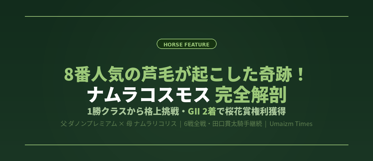 【ナムラコスモス完全解剖】1勝クラスから格上挑戦でGII2着！桜花賞での逆転劇はあるか